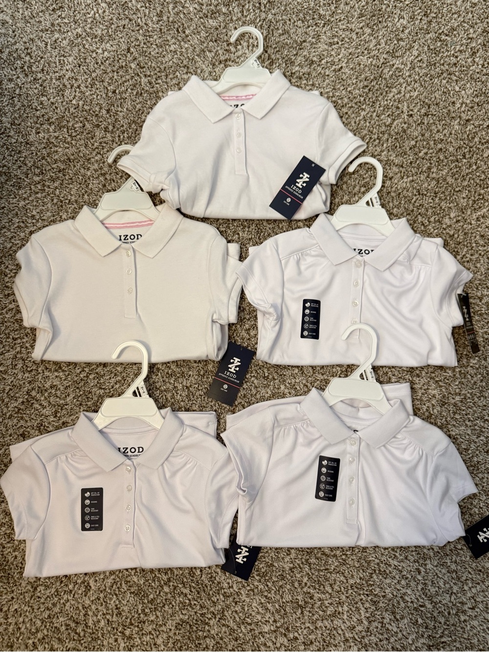 Izod White Girls' Short Sleeve Polo Pack - School Uniform Style